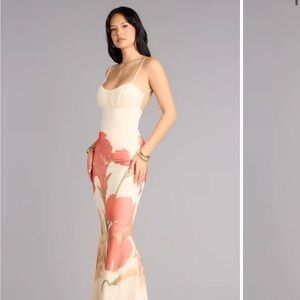Windsor Cream and Red Floral Backless Dress